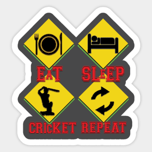 Eat sleep cricket repeat Sticker